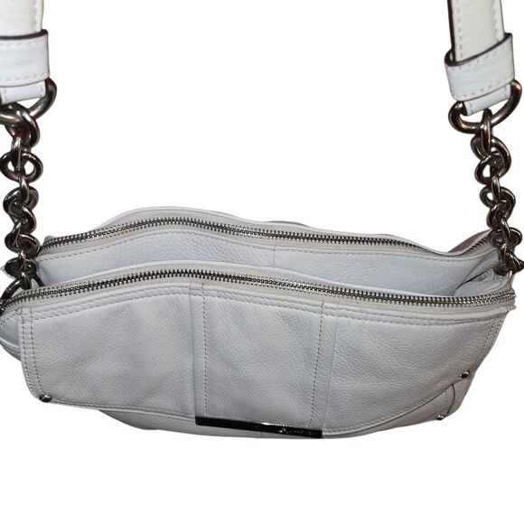 B. Makowsky Vintage White Pebble  Leather Shoulder Bag Purse - Picture 4 of 16